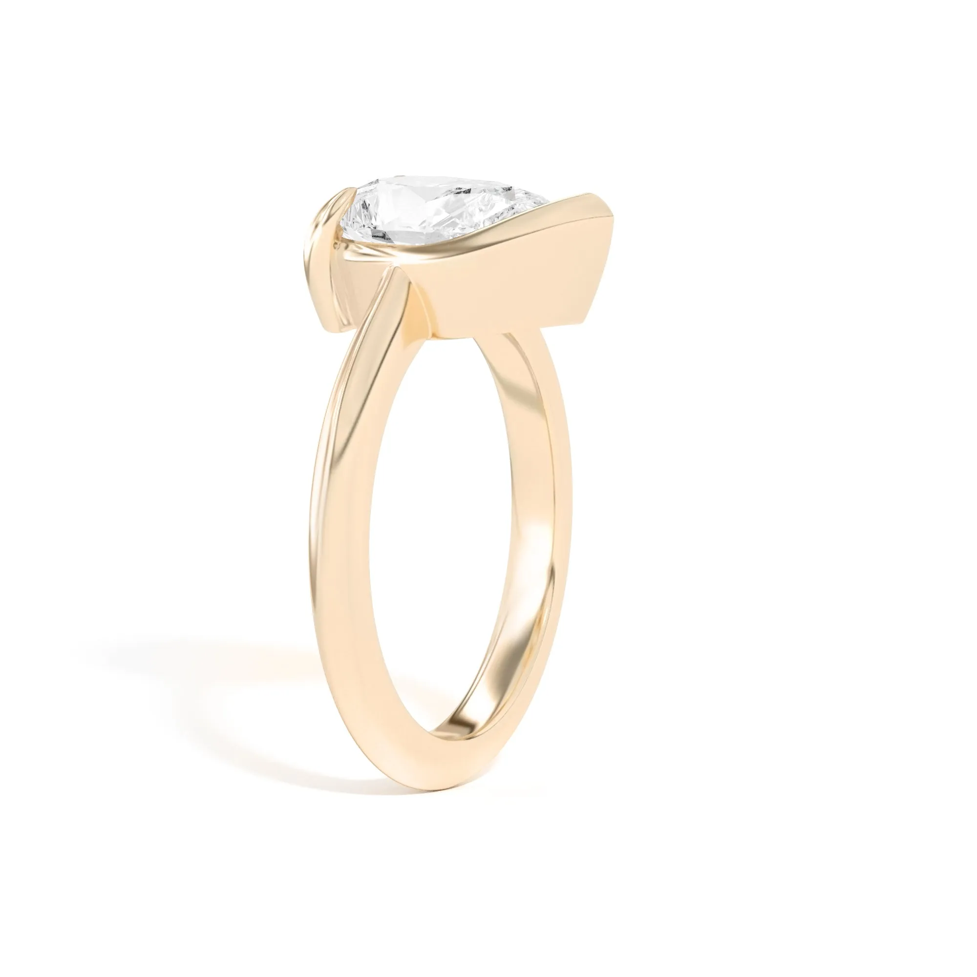 Ando Pear Sloping Semi-Bezel Ring