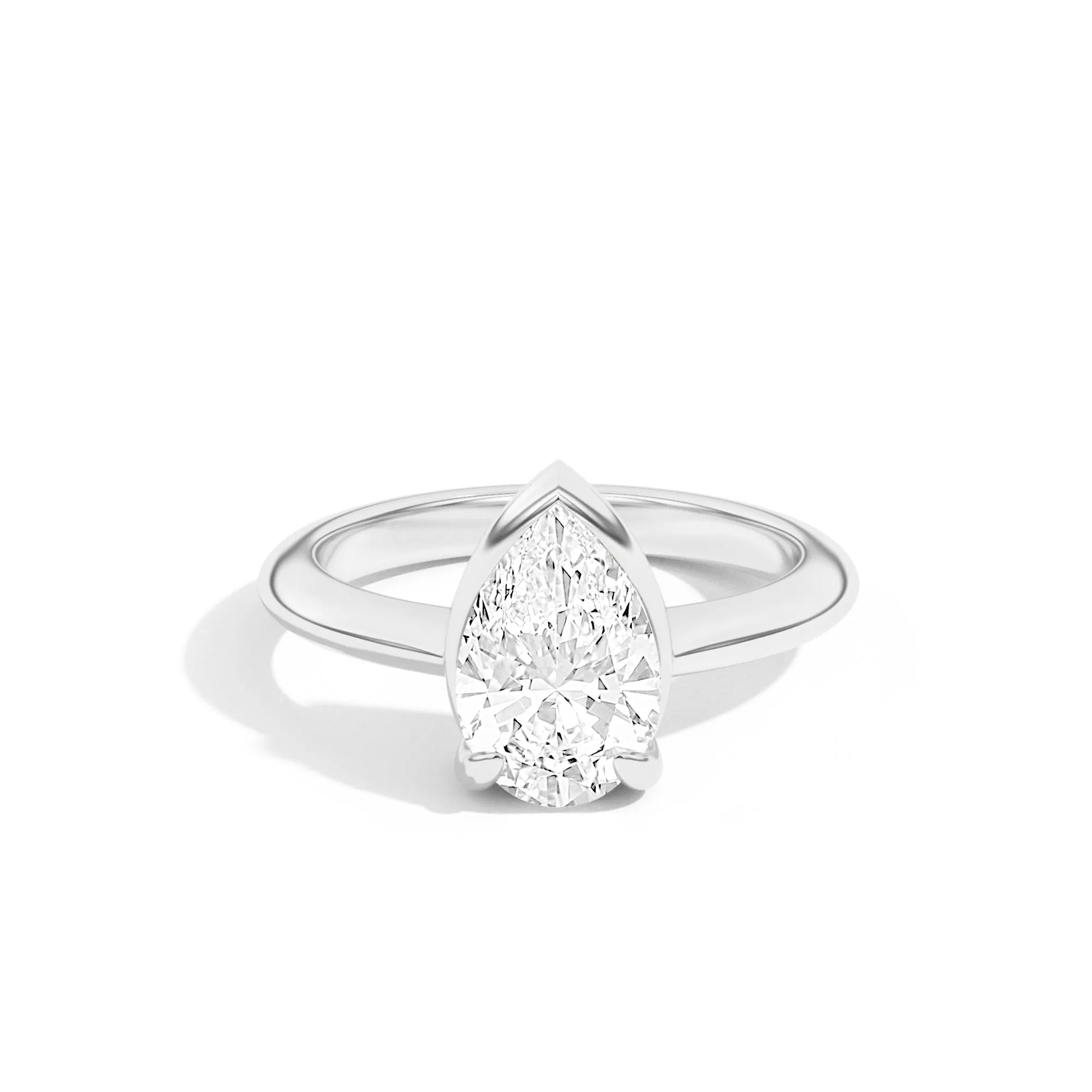 Ando Pear Sloping Semi-Bezel Ring