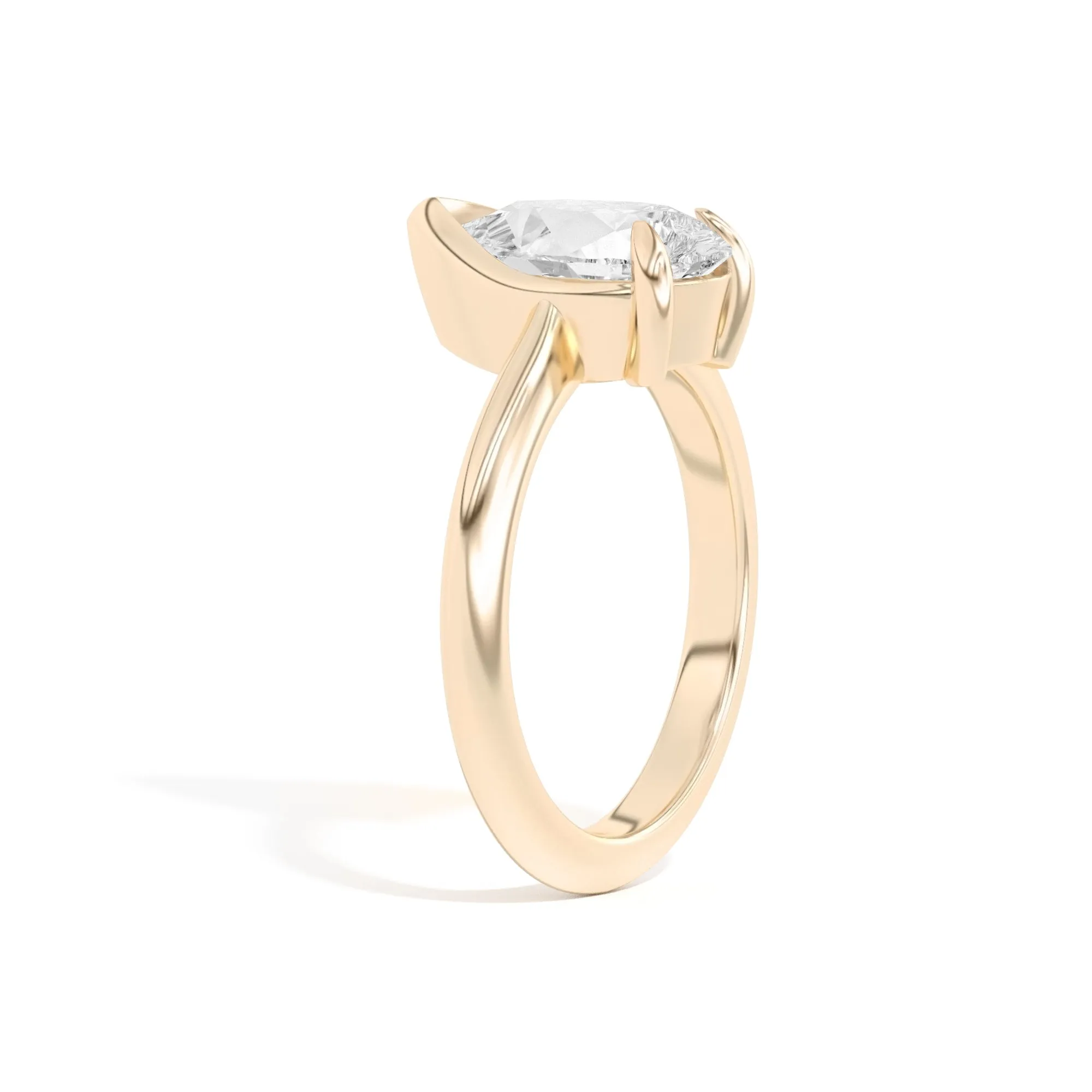 Ando Pear Sloping Semi-Bezel Ring