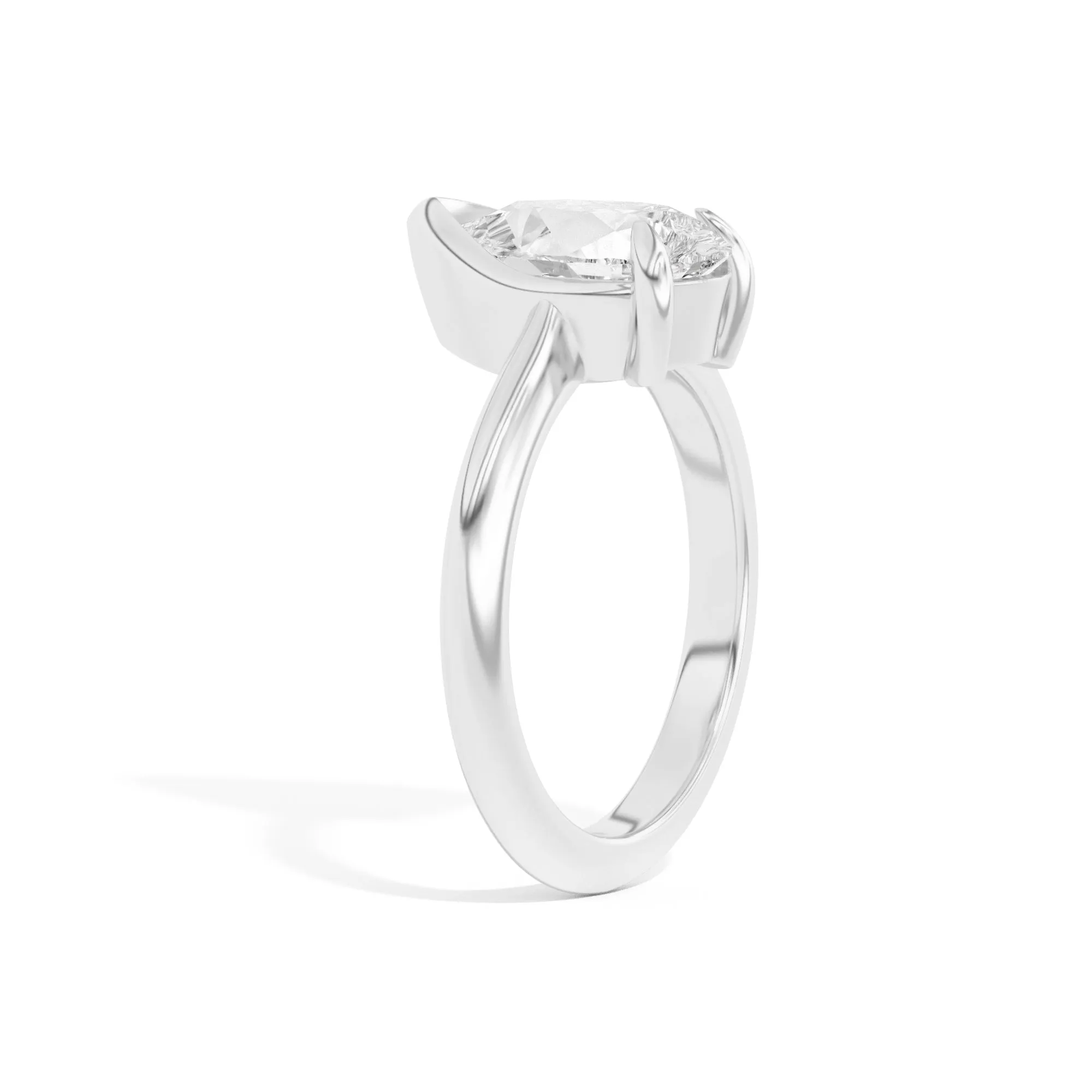 Ando Pear Sloping Semi-Bezel Ring