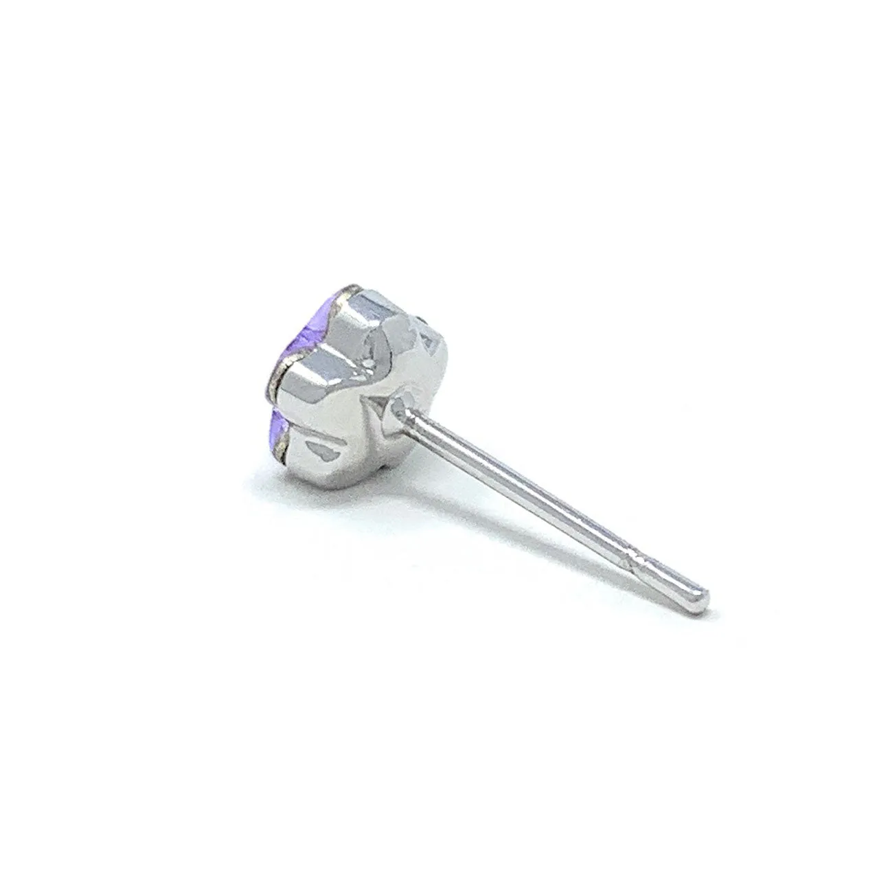 Anna Small Stud Earrings with Purple Violet Flower Crystals from Swarovski Silver Toned Rhodium Plated