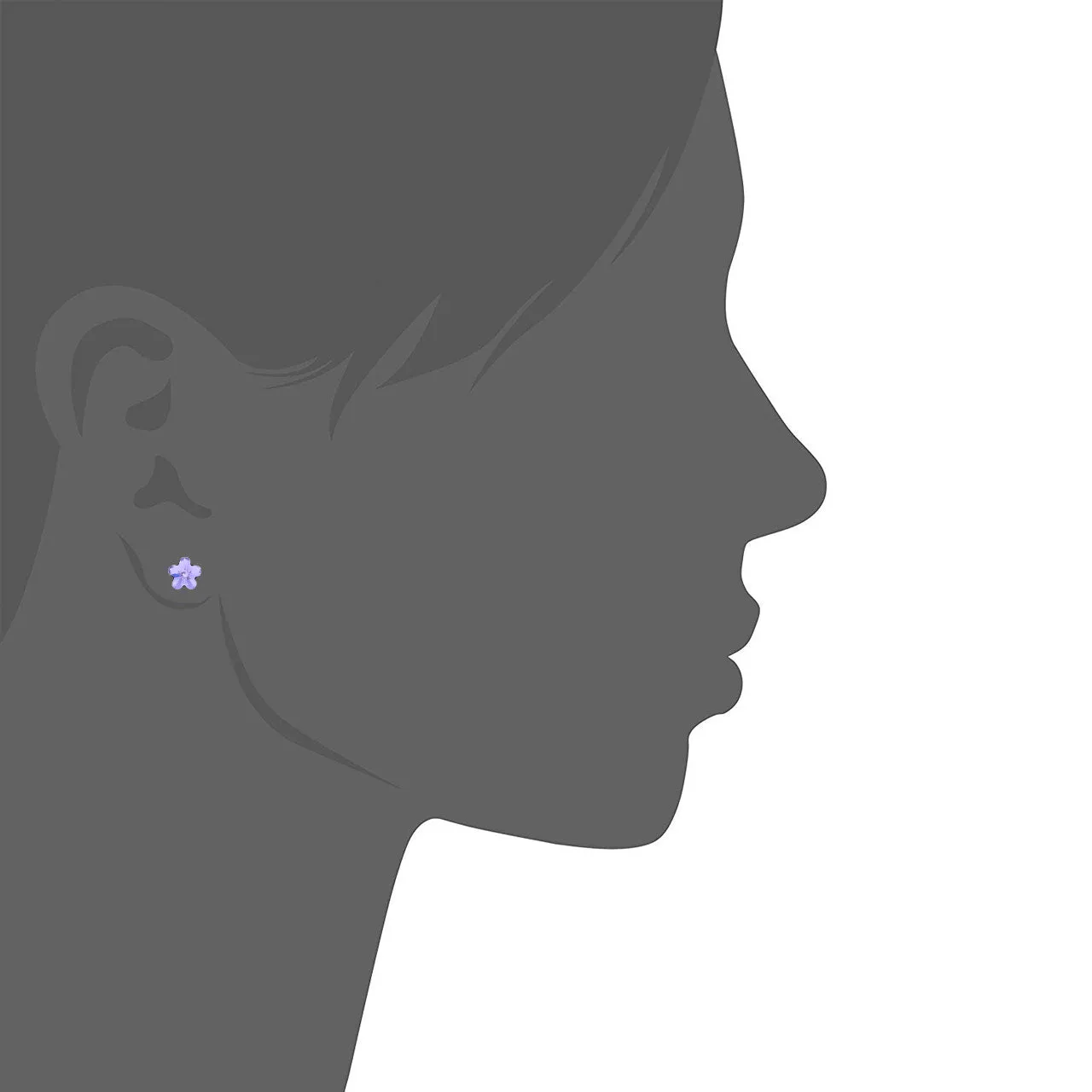 Anna Small Stud Earrings with Purple Violet Flower Crystals from Swarovski Silver Toned Rhodium Plated