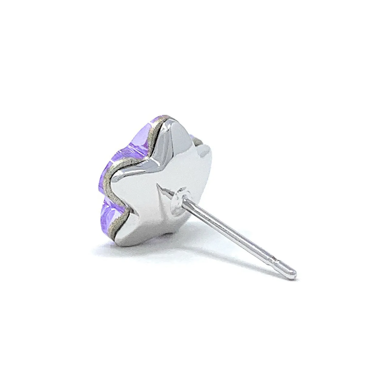 Anna Stud Earrings with Purple Violet Flower Crystals from Swarovski Silver Toned Rhodium Plated