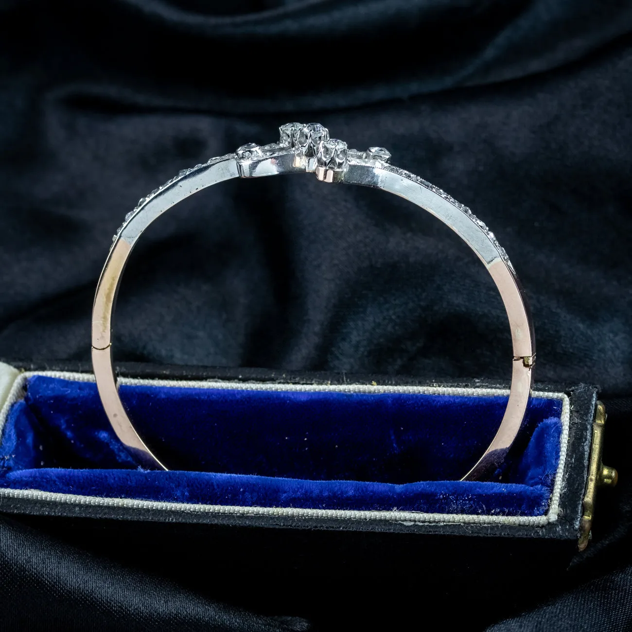 Antique Edwardian French Diamond Bangle Platinum 18ct Gold