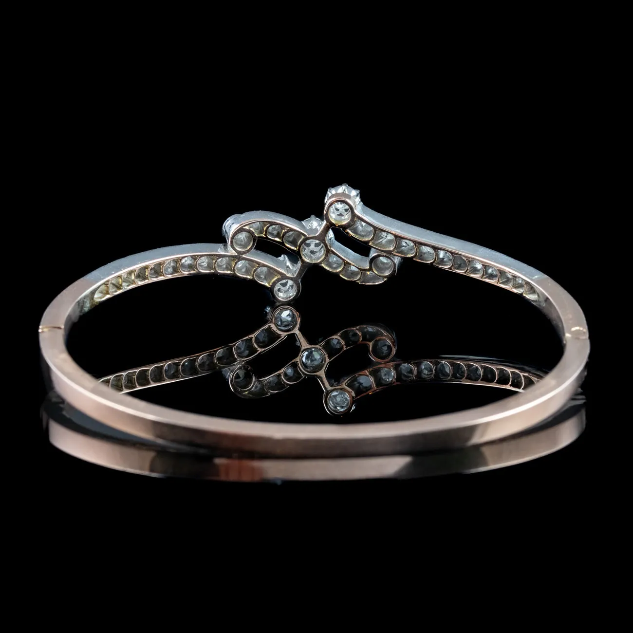 Antique Edwardian French Diamond Bangle Platinum 18ct Gold