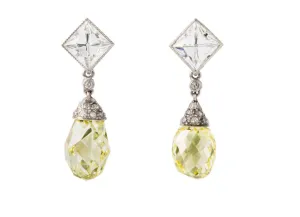 Antique Fancy Yellow Diamond Earrings