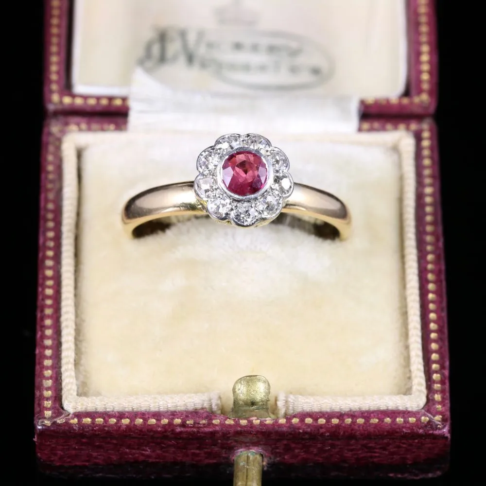 Antique Ruby Diamond Engagement Ring 18Ct Gold Dated Chester 1903