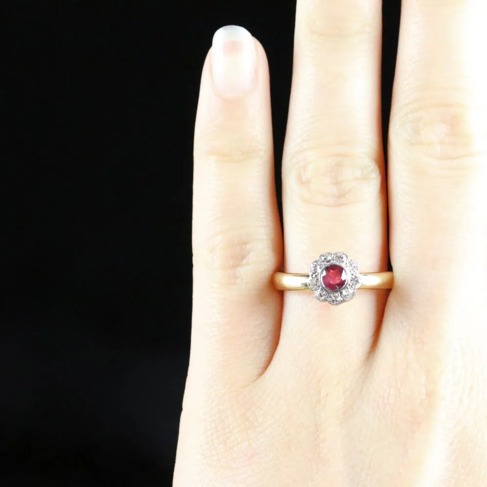 Antique Ruby Diamond Engagement Ring 18Ct Gold Dated Chester 1903
