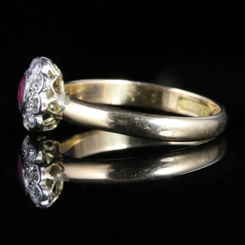 Antique Ruby Diamond Engagement Ring 18Ct Gold Dated Chester 1903