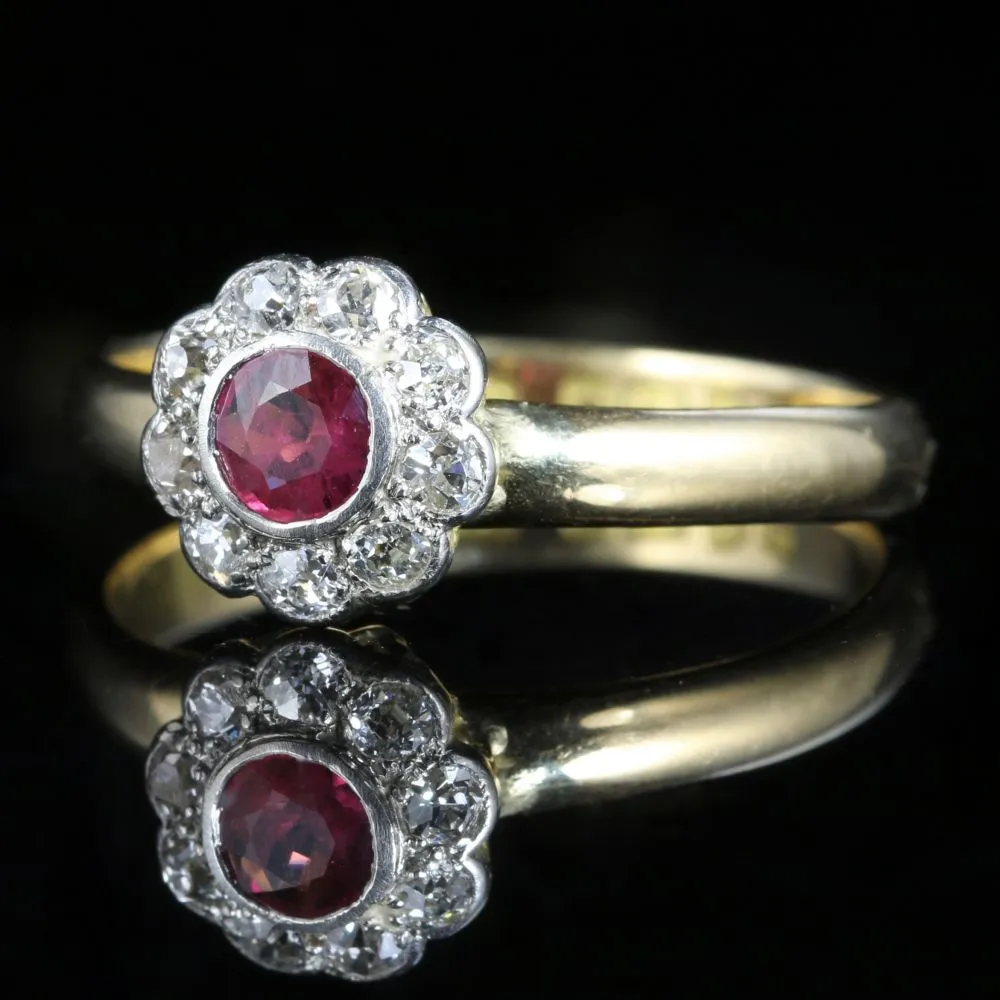 Antique Ruby Diamond Engagement Ring 18Ct Gold Dated Chester 1903