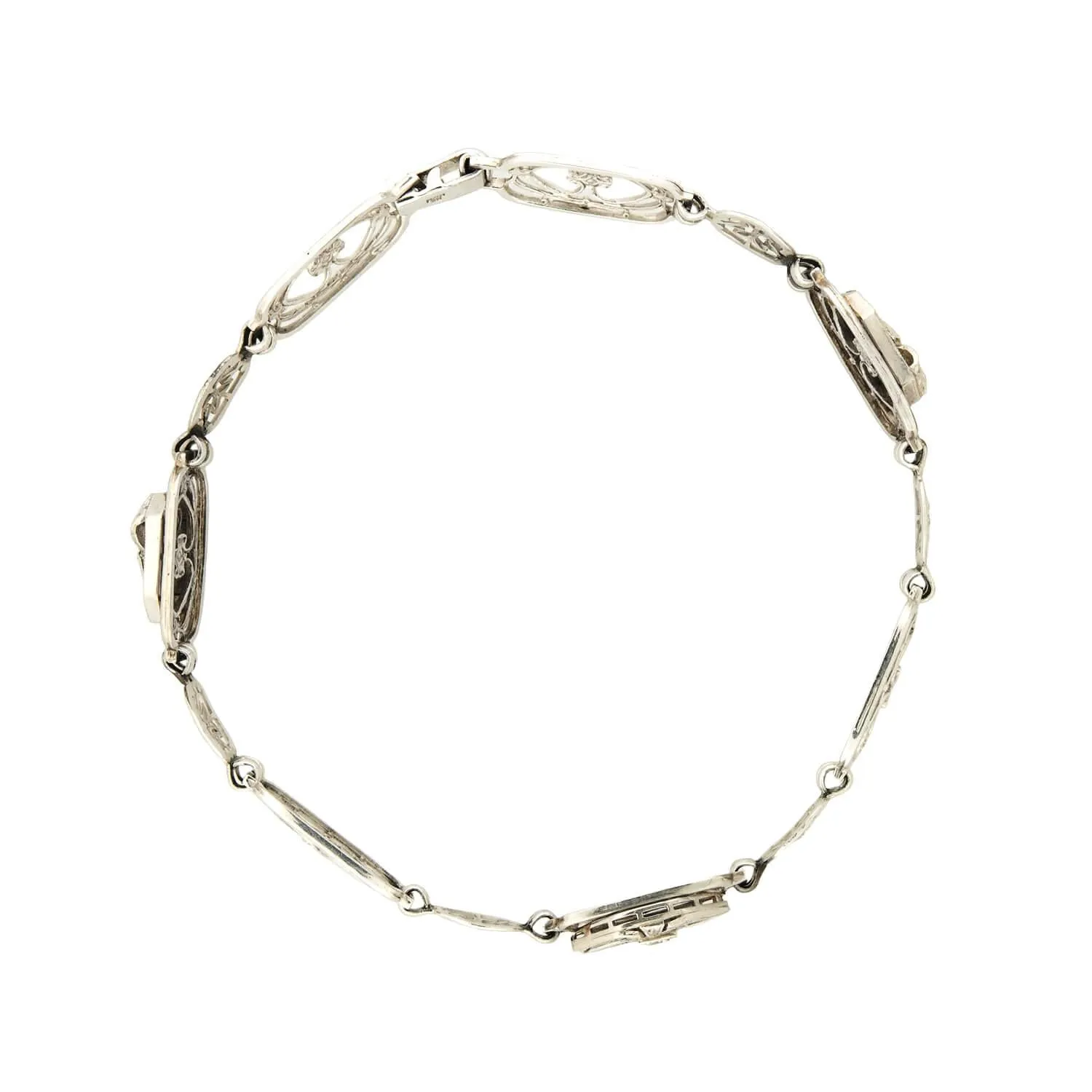 Art Deco 10k/Platinum Diamond Filigree Bracelet