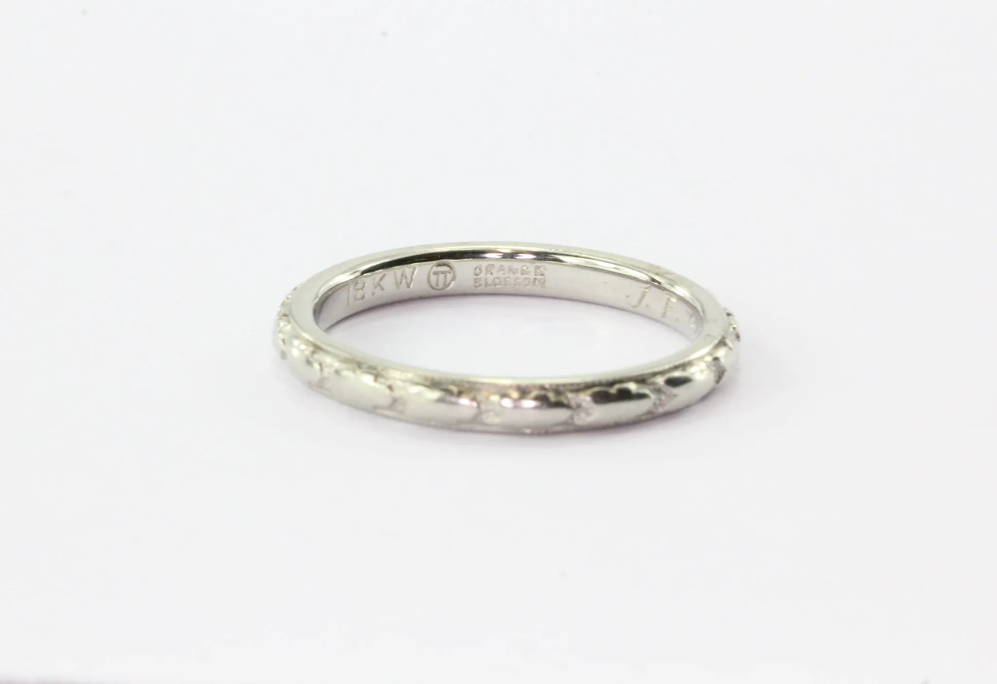 Art Deco 18K White Gold Band Ring by Orange Blossom C1936