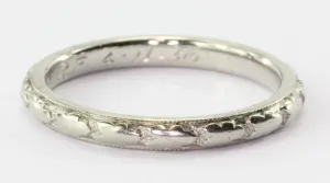 Art Deco 18K White Gold Band Ring by Orange Blossom C1936