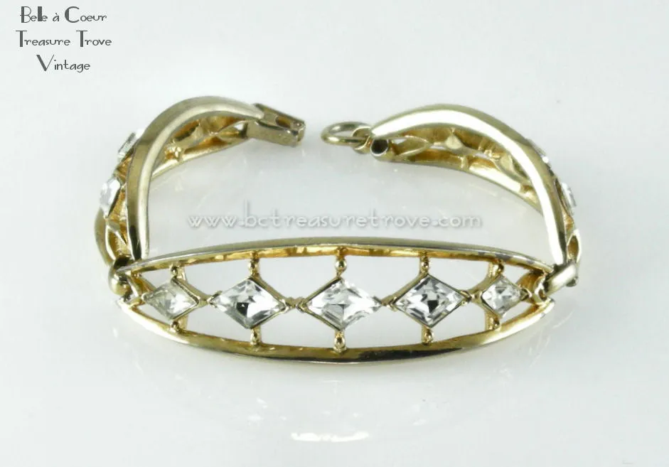 Art Deco Design Coro Rhinestone Bracelet 1953 Patent Alfred Katz