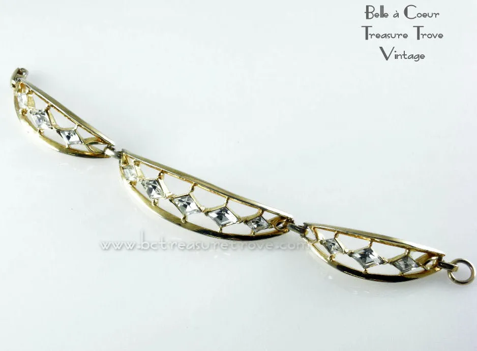 Art Deco Design Coro Rhinestone Bracelet 1953 Patent Alfred Katz