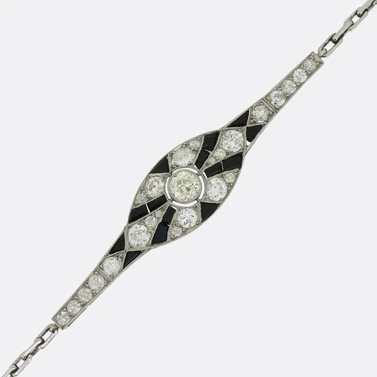 Art Deco Diamond and Onyx Bracelet