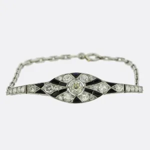 Art Deco Diamond and Onyx Bracelet