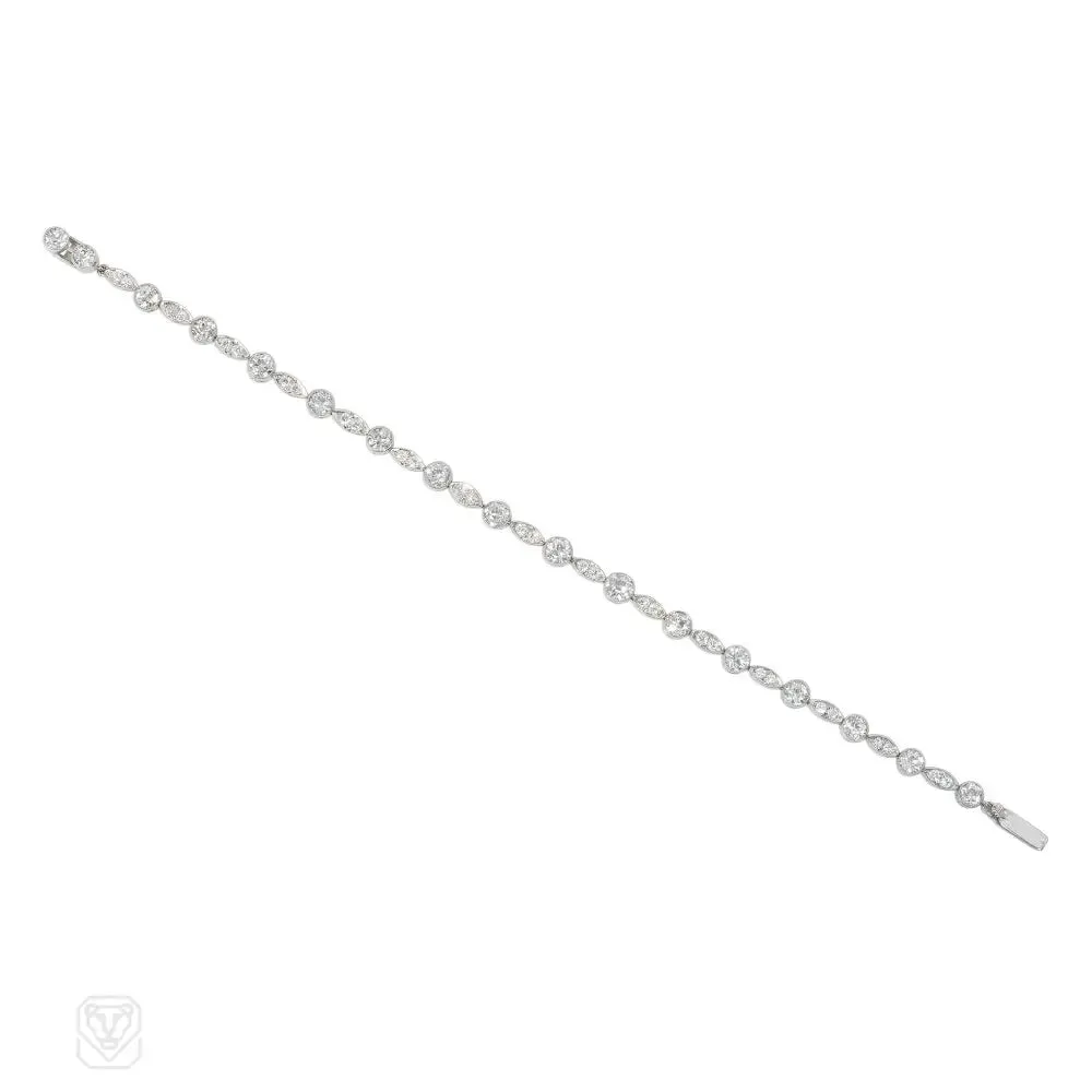 Art Deco navette and collet-set diamond line bracelet
