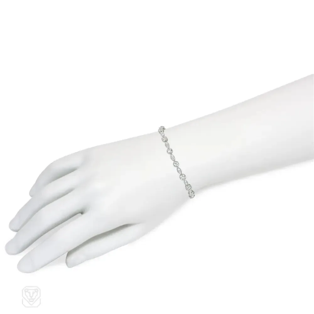 Art Deco navette and collet-set diamond line bracelet
