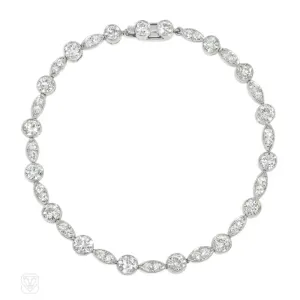 Art Deco navette and collet-set diamond line bracelet