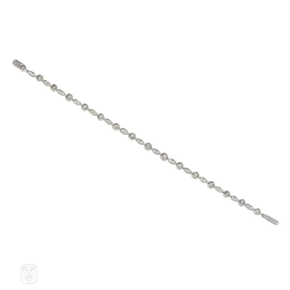 Art Deco navette and collet-set diamond line bracelet