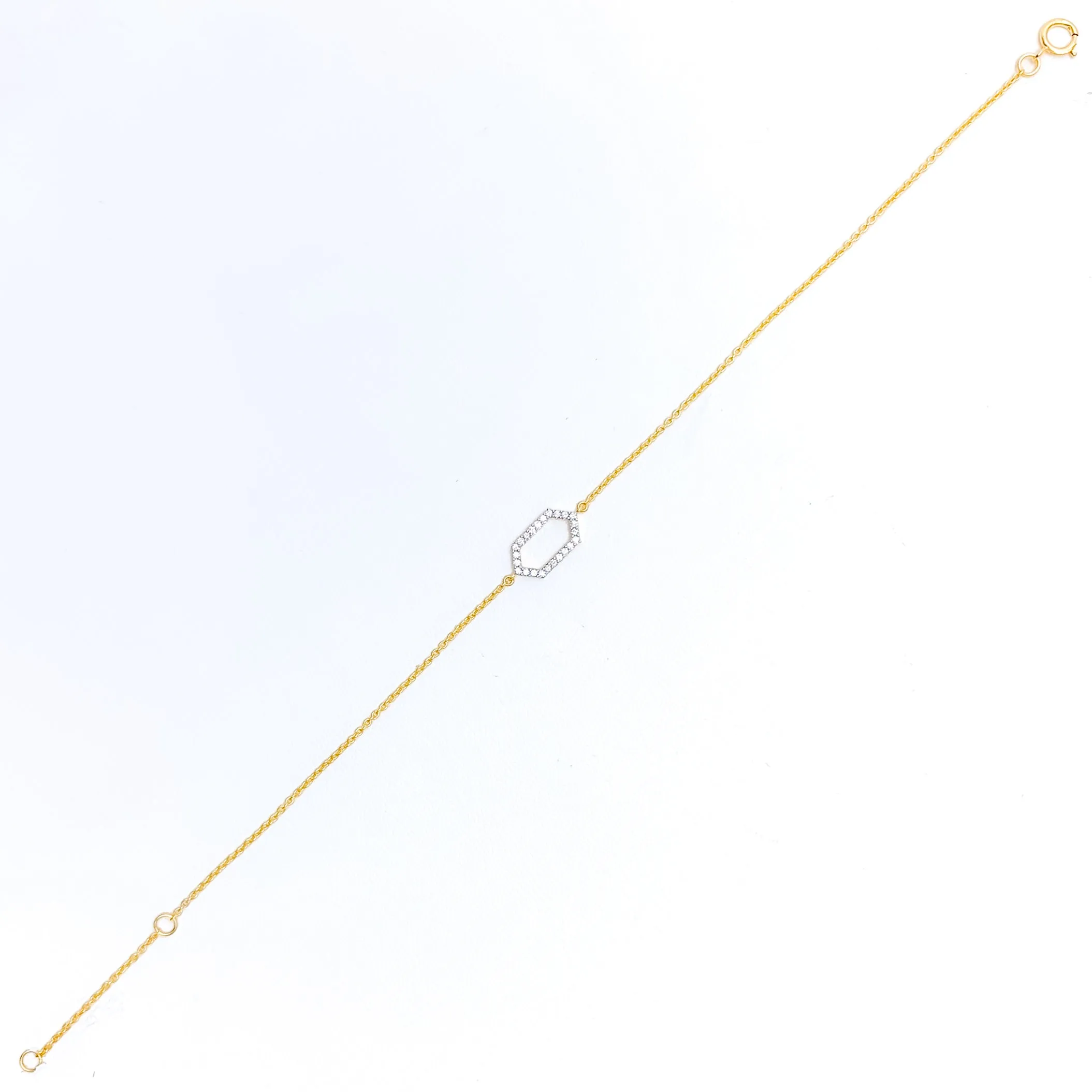 Artistic Hexagonal-Shaped Diamond   18k Gold Bracelet
