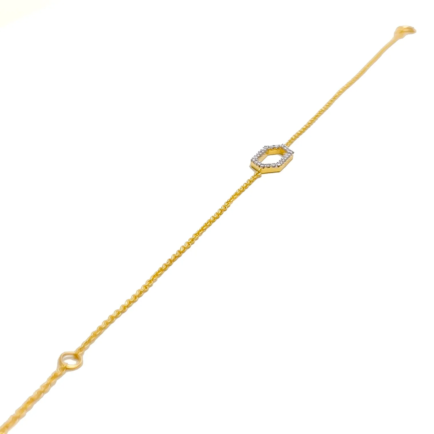 Artistic Hexagonal-Shaped Diamond   18k Gold Bracelet