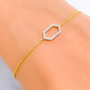 Artistic Hexagonal-Shaped Diamond   18k Gold Bracelet