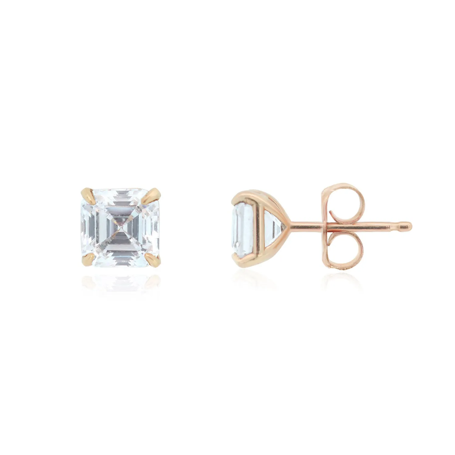 Asscher Cut Diamond Stud Earrings