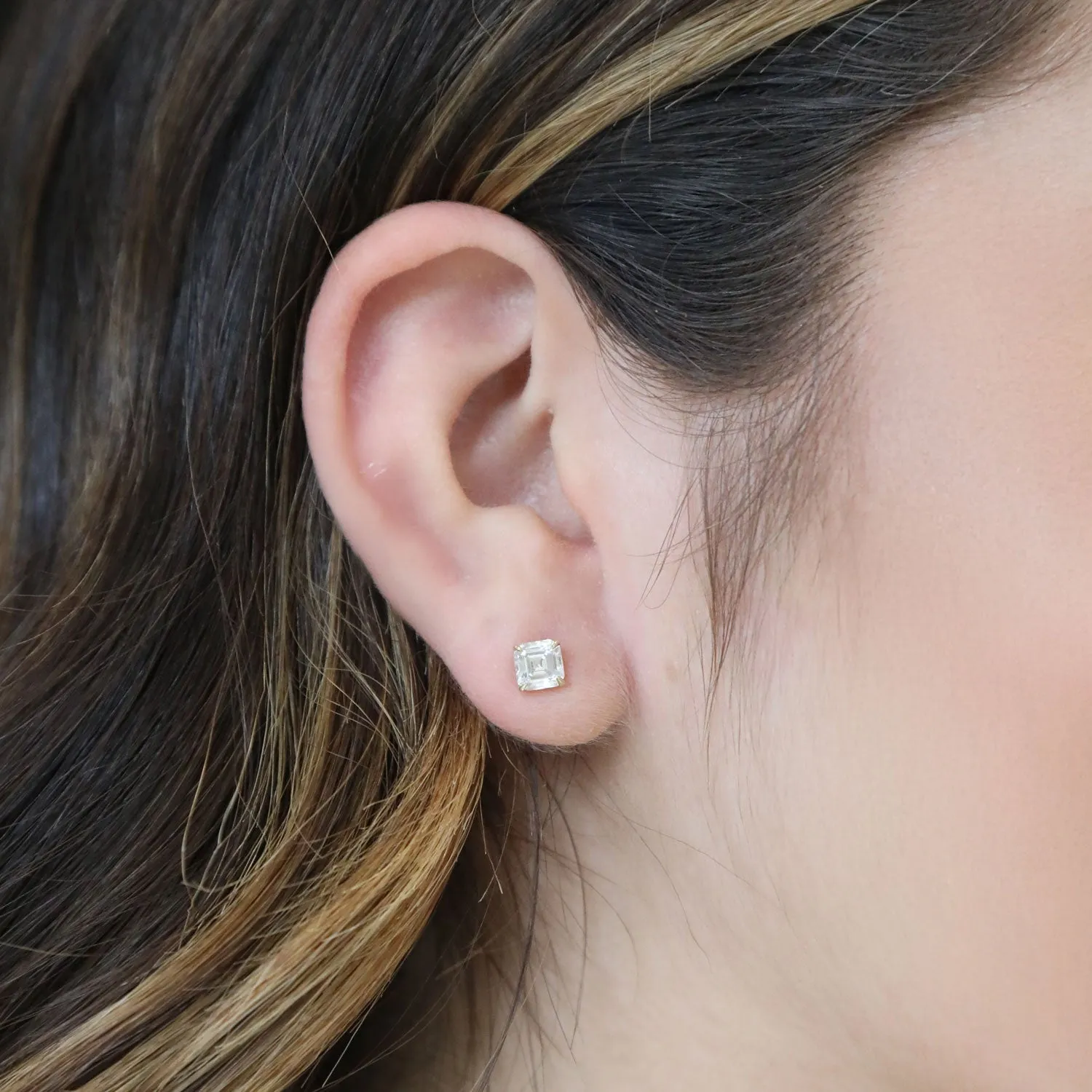 Asscher Cut Diamond Stud Earrings