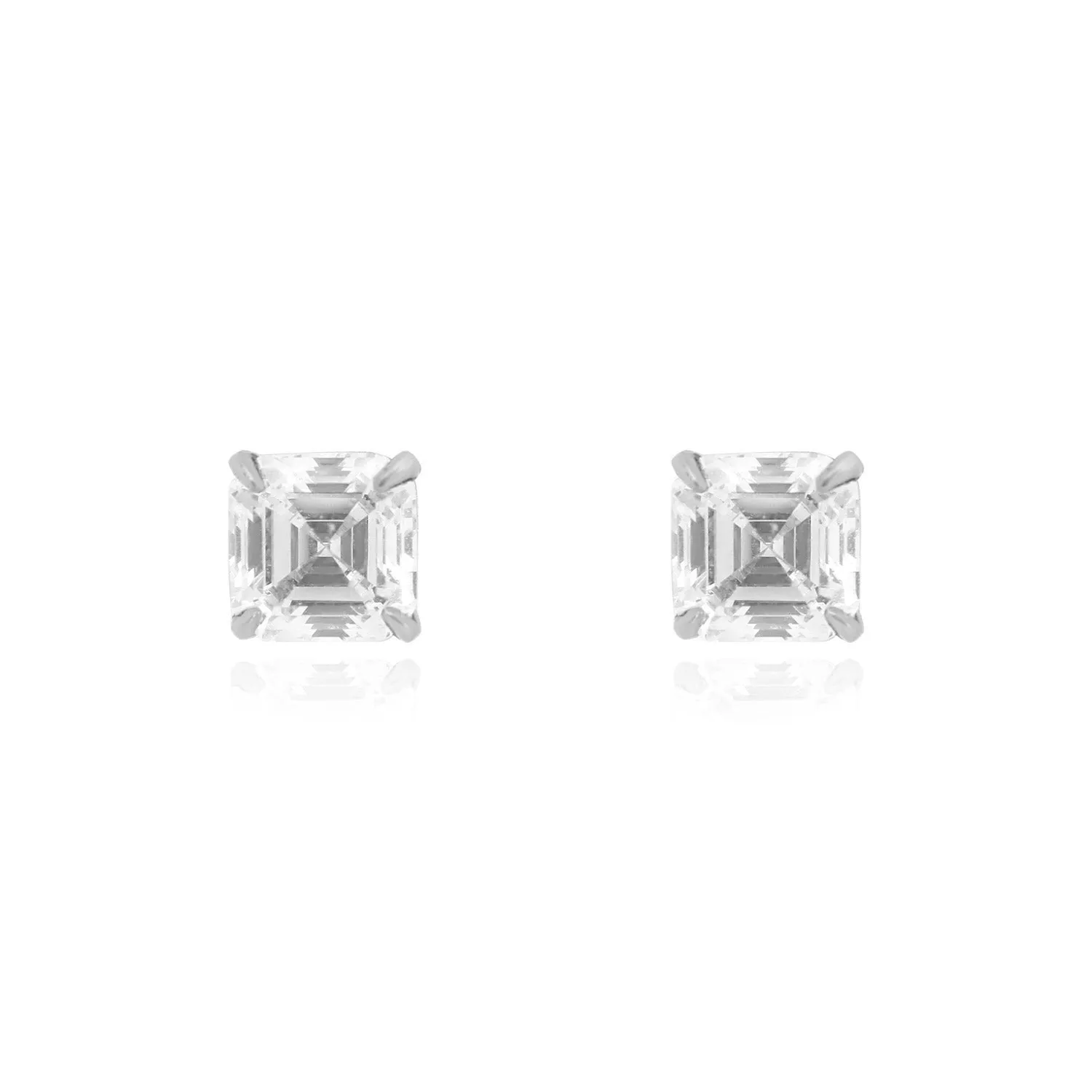 Asscher Cut Diamond Stud Earrings