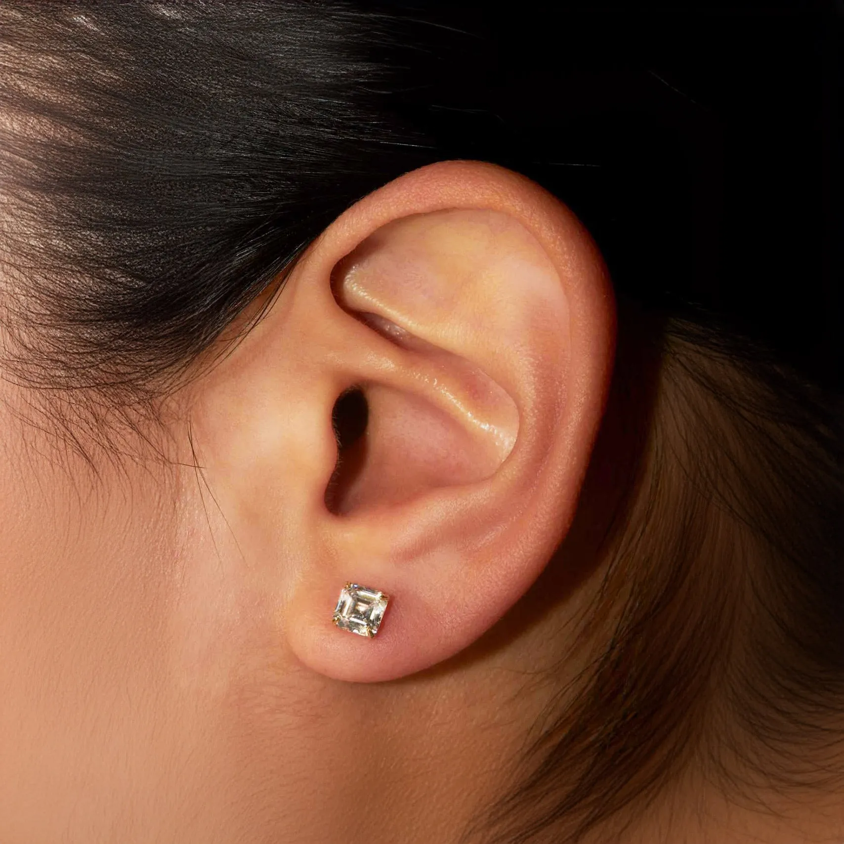 Asscher Cut Diamond Stud Earrings