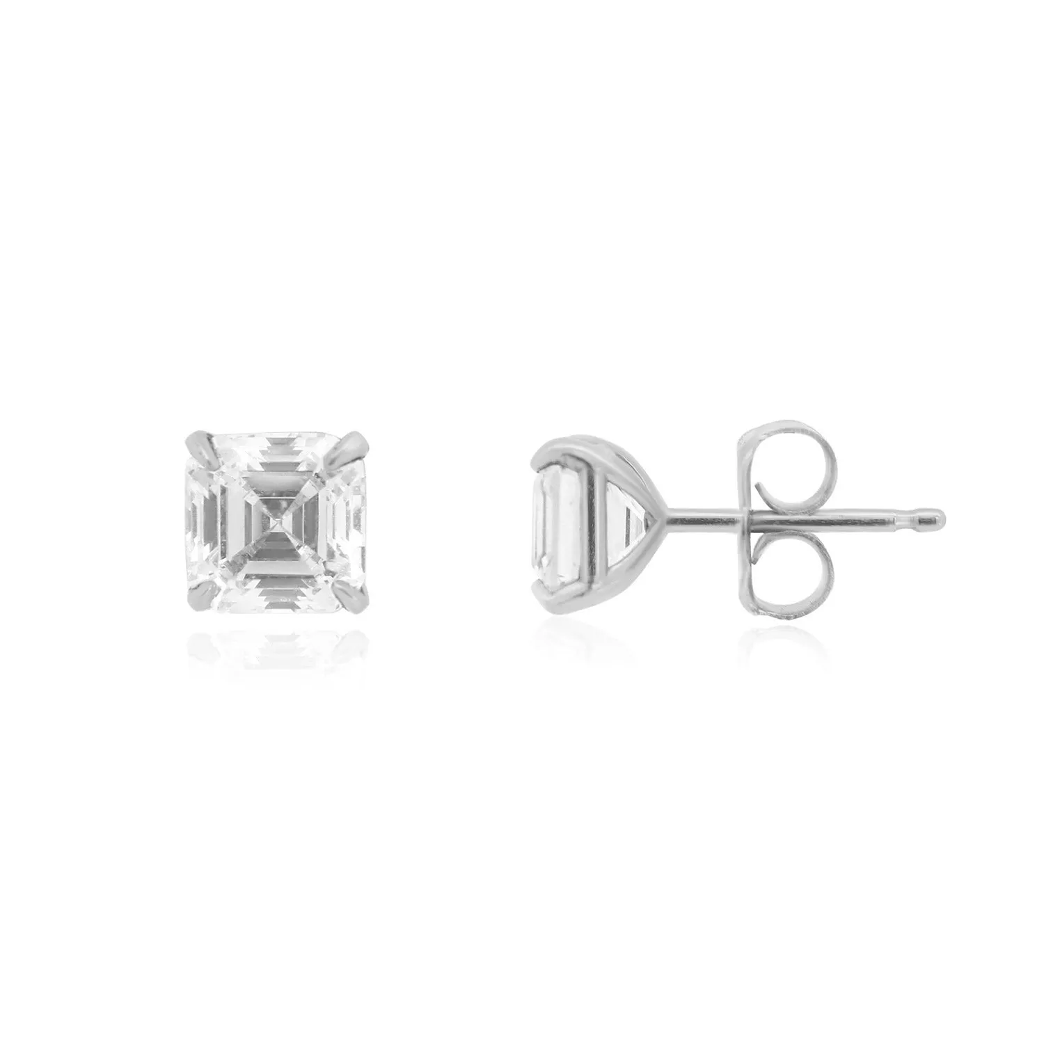 Asscher Cut Diamond Stud Earrings