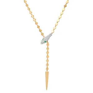 Baby Adjustable Sleek Diamond & Emerald Snake Chain Lariat