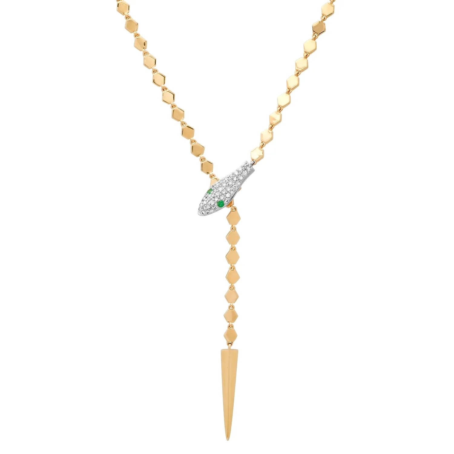 Baby Adjustable Sleek Diamond & Emerald Snake Chain Lariat