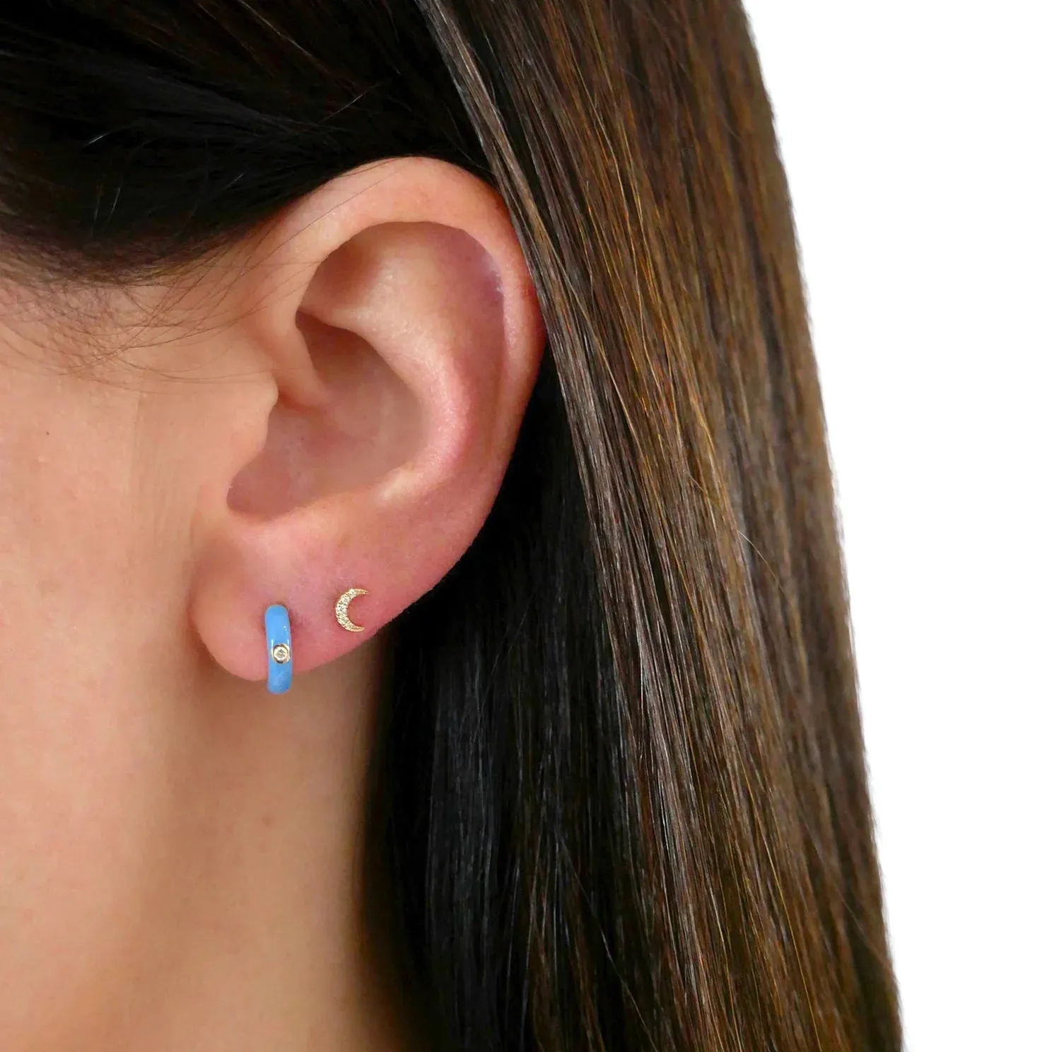 Baby Diamond Moon Stud Earring