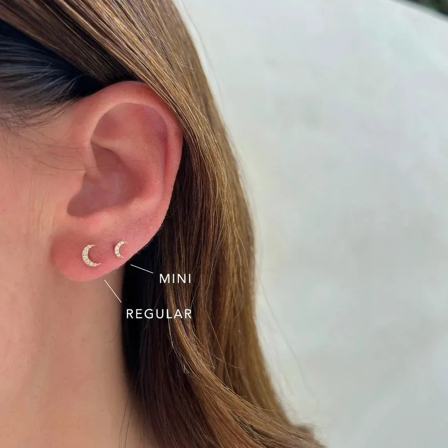 Baby Diamond Moon Stud Earring