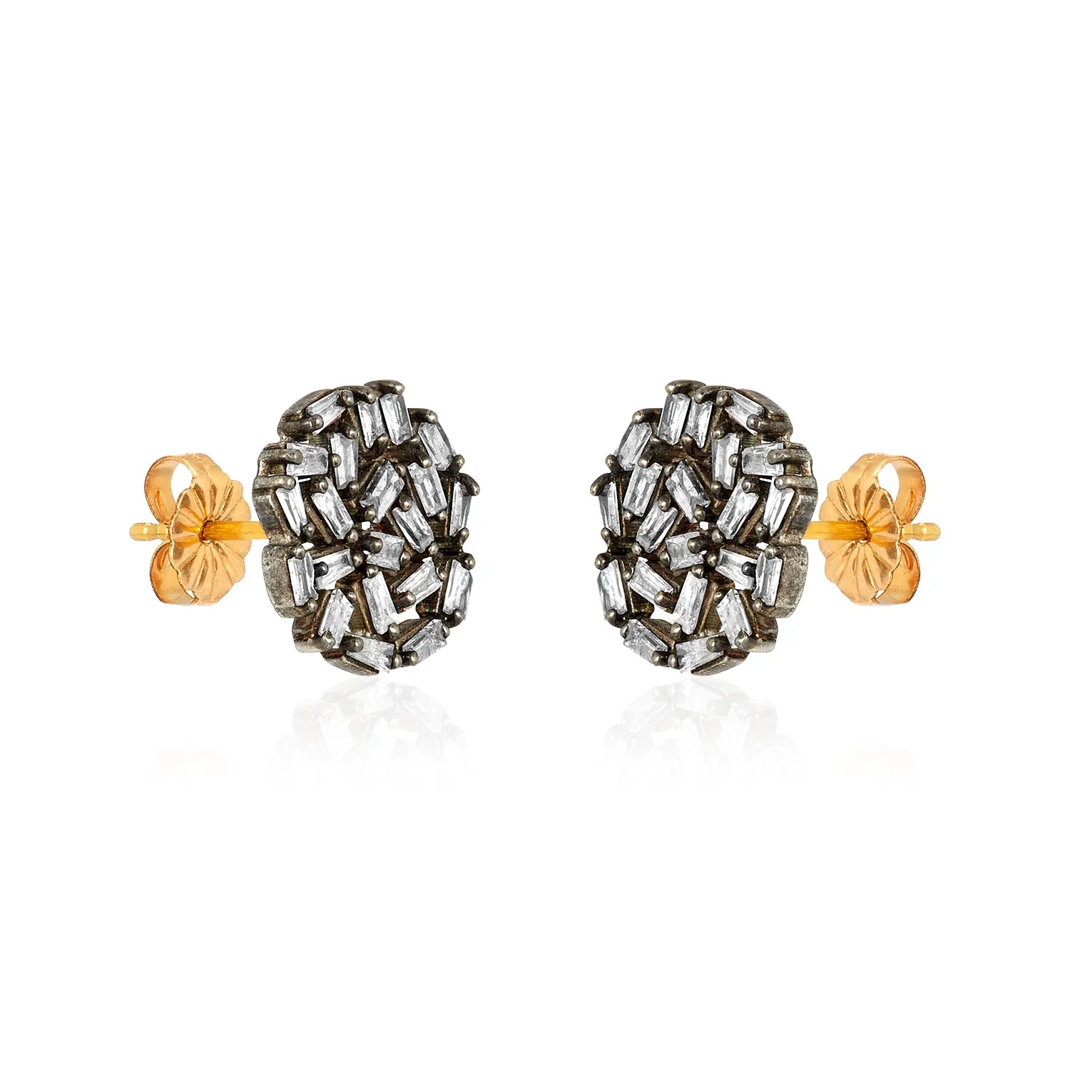Baguette Circle Silver Studs II