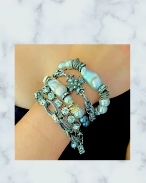 Balthazar Platinum and Silver Baroque Pearl Bracelet