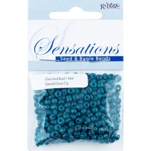 BEAD GLASS SEED EMERALD GREEN 3.6MM 25G
