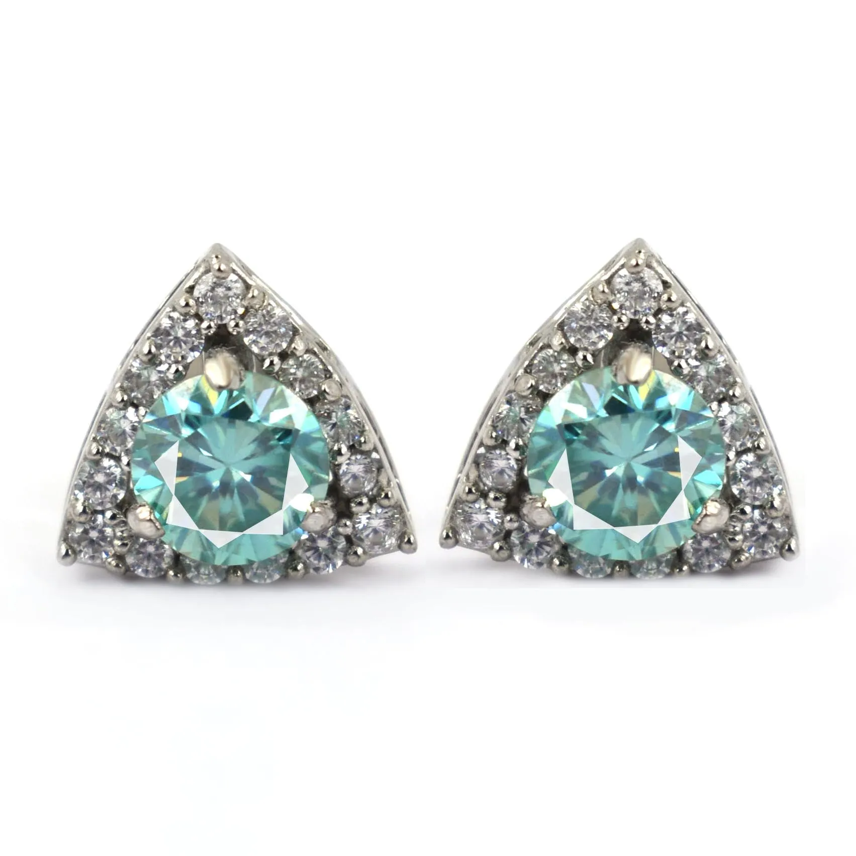 Beautiful Blue Diamond Stud Earrings with White Accents! Great Brilliance & Excellent Luster. Gift For Birthday!  1.80 Ct Certified