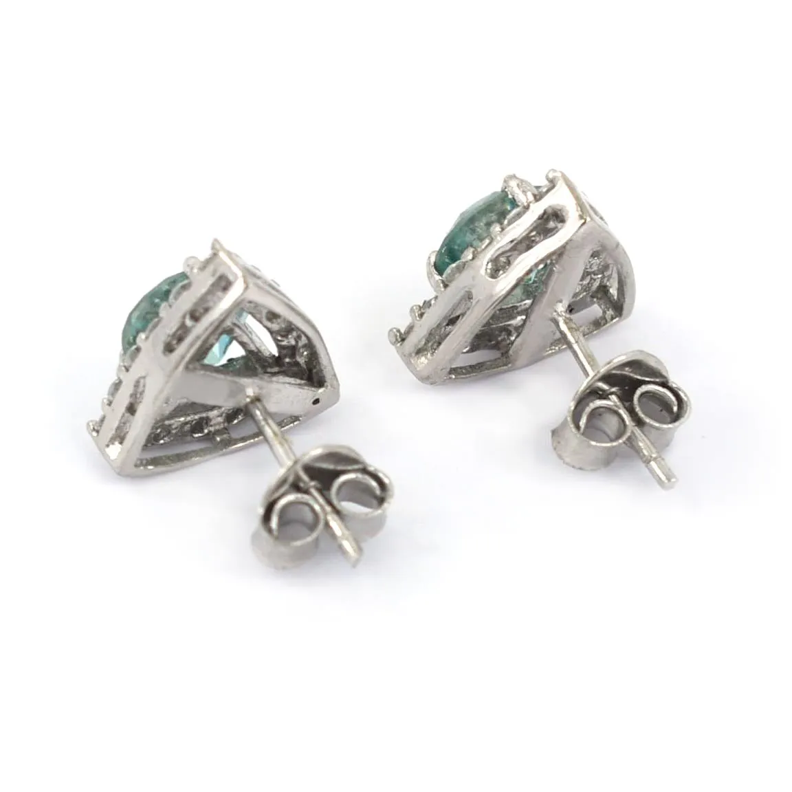 Beautiful Blue Diamond Stud Earrings with White Accents! Great Brilliance & Excellent Luster. Gift For Birthday!  1.80 Ct Certified