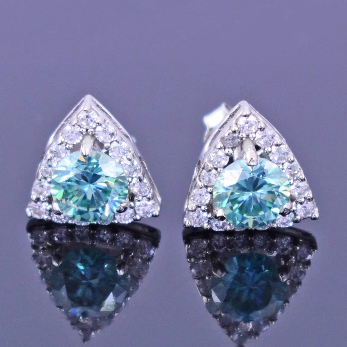 Beautiful Blue Diamond Stud Earrings with White Accents! Great Brilliance & Excellent Luster. Gift For Birthday!  1.80 Ct Certified