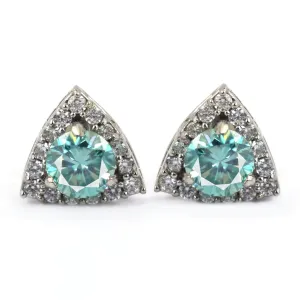 Beautiful Blue Diamond Stud Earrings with White Accents! Great Brilliance & Excellent Luster. Gift For Birthday!  1.80 Ct Certified