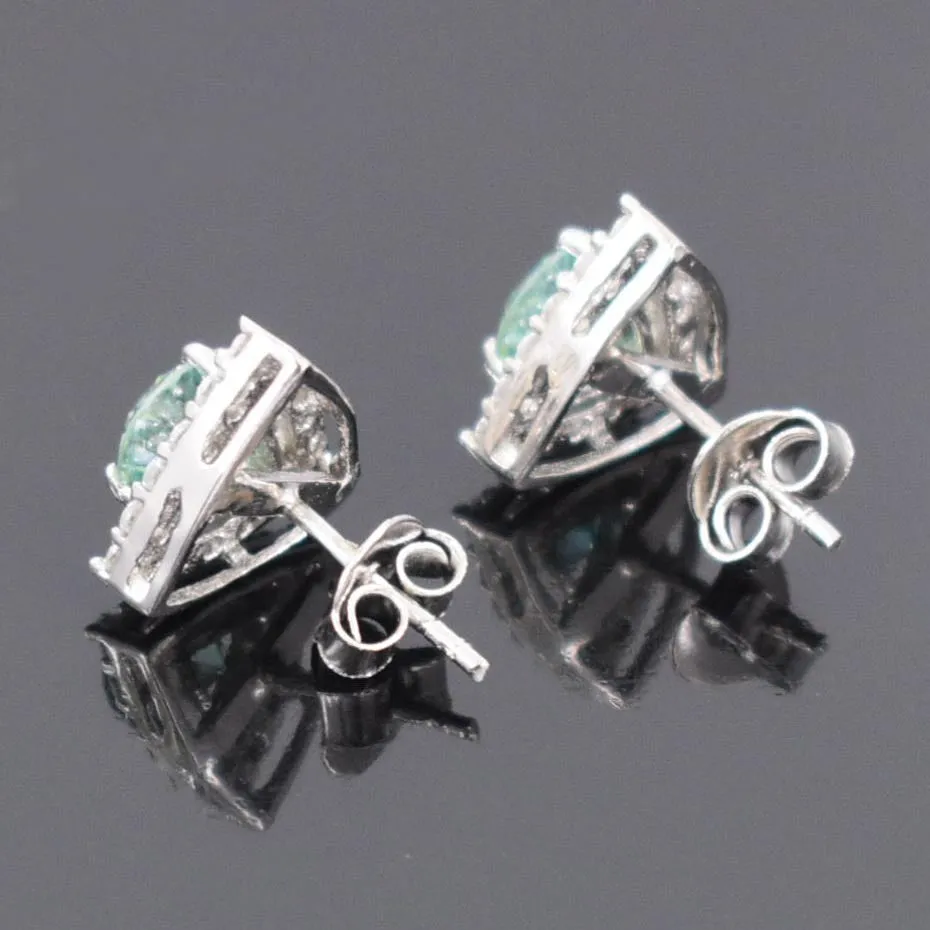 Beautiful Blue Diamond Stud Earrings with White Accents! Great Brilliance & Excellent Luster. Gift For Birthday!  1.80 Ct Certified