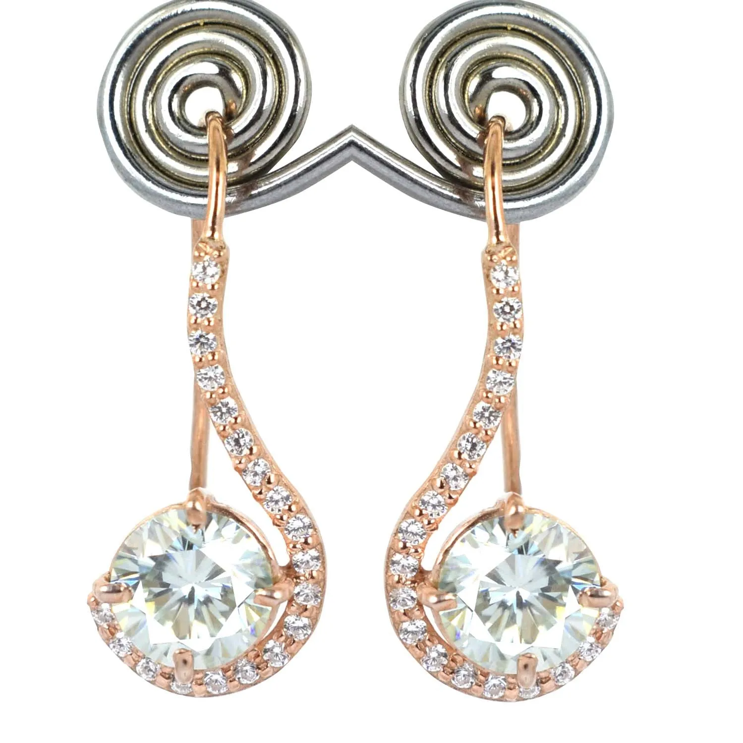 Beautiful Off White Diamond Dangler Earrings with Accents. 3.90 Ct Great Shine & Luster WATCH VIDEO