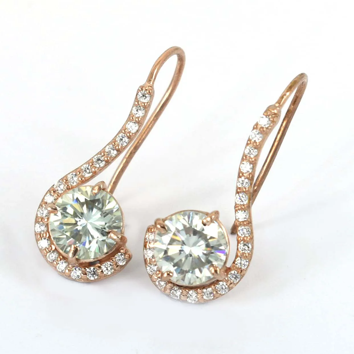 Beautiful Off White Diamond Dangler Earrings with Accents. 3.90 Ct Great Shine & Luster WATCH VIDEO