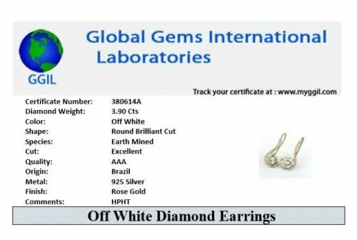 Beautiful Off White Diamond Dangler Earrings with Accents. 3.90 Ct Great Shine & Luster WATCH VIDEO