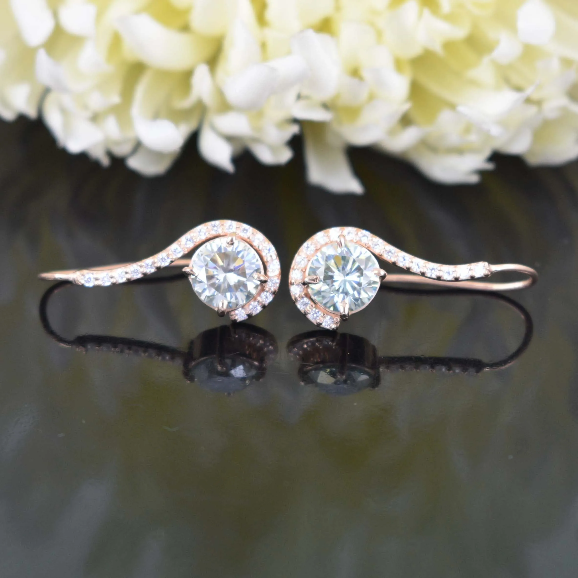 Beautiful Off White Diamond Dangler Earrings with Accents. 3.90 Ct Great Shine & Luster WATCH VIDEO