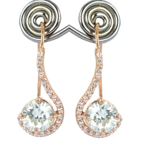 Beautiful Off White Diamond Dangler Earrings with Accents. 3.90 Ct Great Shine & Luster WATCH VIDEO